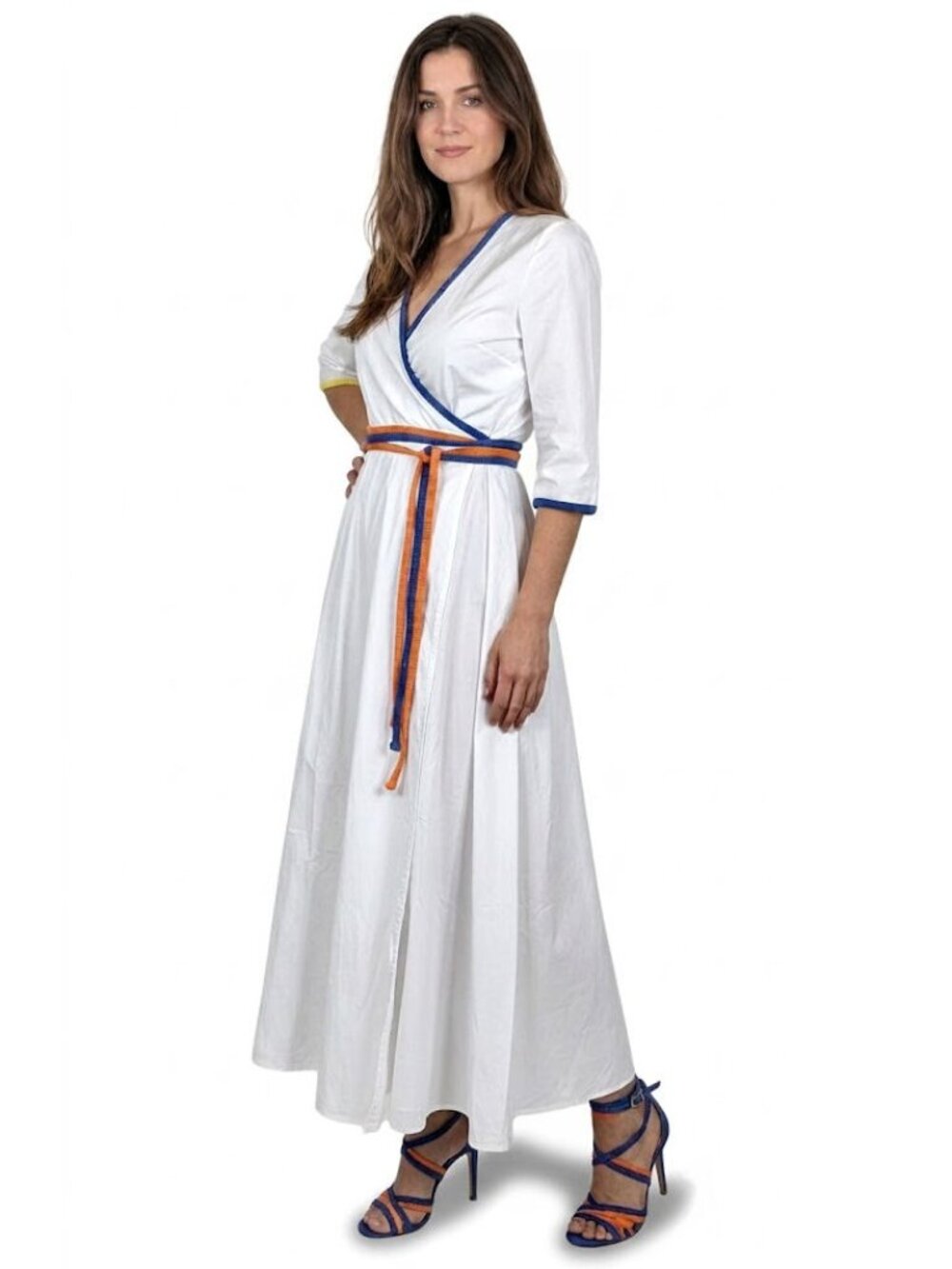 Rosie Assoulin White Cotton Multi Colored Strap Wrap Dress, Small, Resort 2018